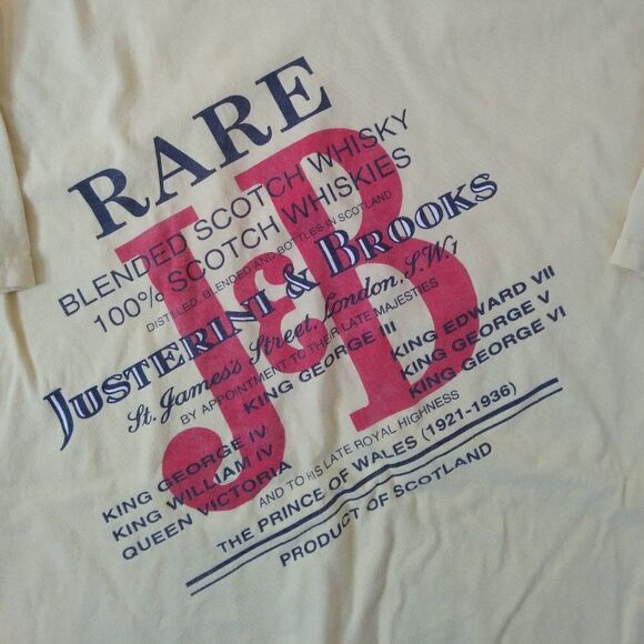 Vintage Rare J&B Scotch Whiskey Logo T-Shirt - Picture 1 of 9